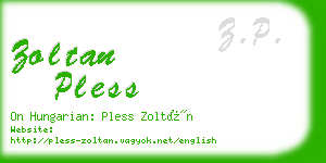 zoltan pless business card